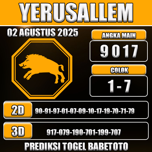 PREDIKSI TOGEL YERUSALLEM 02 AGUSTUS 2025