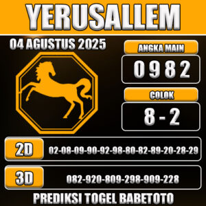 PREDIKSI TOGEL YERUSALLEM 04 AGUSTUS 2025