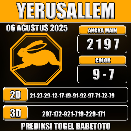 PREDIKSI TOGEL YERUSALLEM 06 AGUSTUS 2025