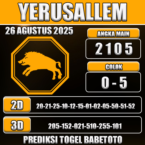 PREDIKSI TOGEL YERUSALLEM 26 AGUSTUS 2025