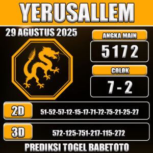 PREDIKSI TOGEL YERUSALLEM 29 AGUSTUS 2025