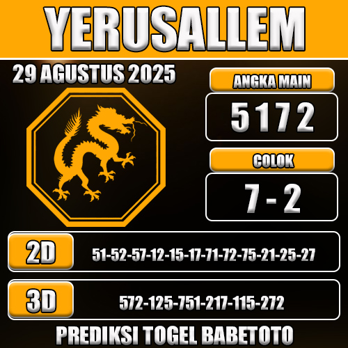 PREDIKSI TOGEL YERUSALLEM 29 AGUSTUS 2025