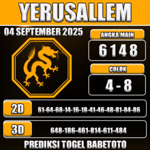 PREDIKSI TOGEL YERUSALLEM 04 SEPTEMBER 2025