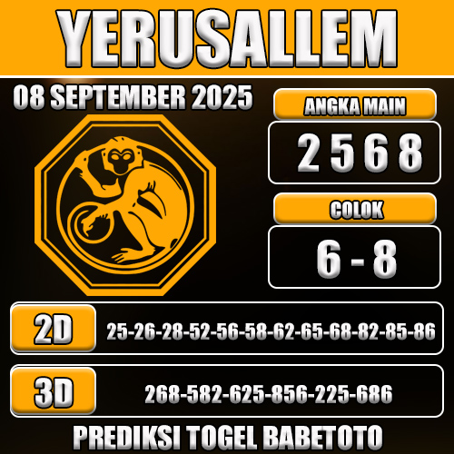 PREDIKSI TOGEL YERUSALLEM 08 SEPTEMBER 2025
