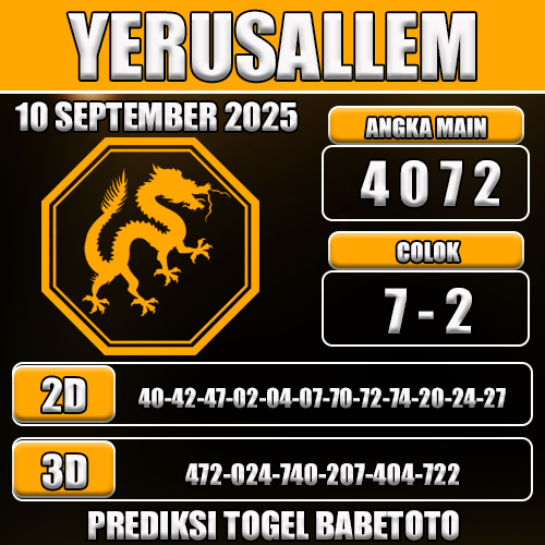PREDIKSI TOGEL YERUSALLEM 10 SEPTEMBER 2025