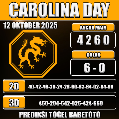 PREDIKSI TOGEL CAROLINA DAY 12 OKTOBER 2025