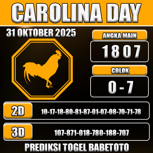 PREDIKSI TOGEL CAROLINA DAY 31 OKTOBER 2025