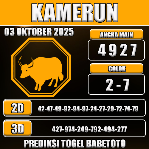 PREDIKSI TOGEL KAMERUN 03 OKTOBER 2025