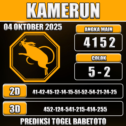 PREDIKSI TOGEL KAMERUN 04 OKTOBER 2025