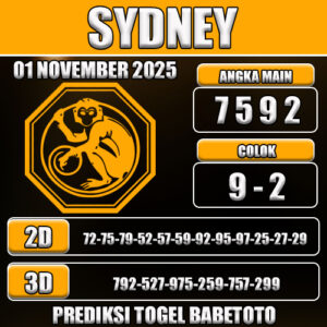 PREDIKSI TOGEL SYDNEY 01 NOVEMBER 2025