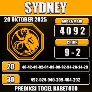 PREDIKSI TOGEL SYDNEY 20 OKTOBER 2025