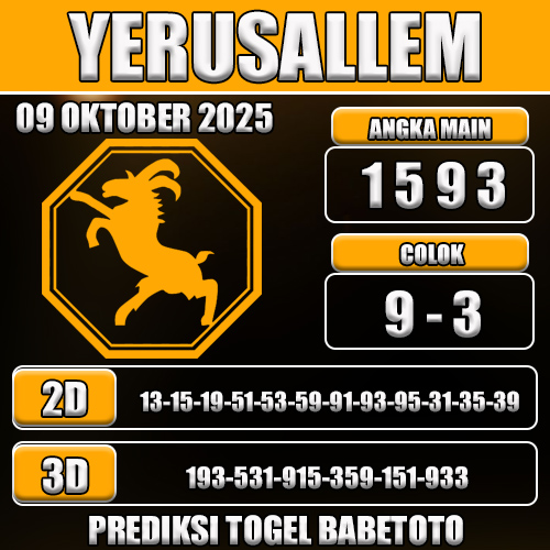 PREDIKSI TOGEL YERUSALLEM 09 OKTOBER 2025