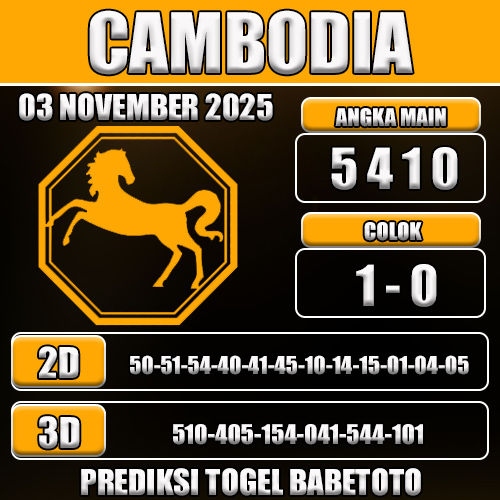 PREDIKSI TOGEL CAMBODIA 03 NOVEMBER 2025
