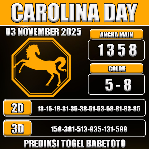 PREDIKSI TOGEL CAROLINA DAY 03 NOVEMBER 2025