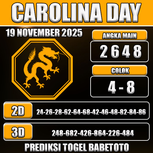PREDIKSI TOGEL CAROLINA DAY 19 NOVEMBER 2025