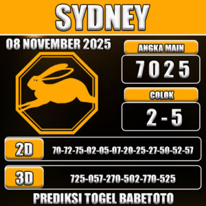 PREDIKSI TOGEL SYDNEY 08 NOVEMBER 2025