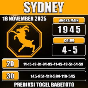PREDIKSI TOGEL SYDNEY 16 NOVEMBER 2025