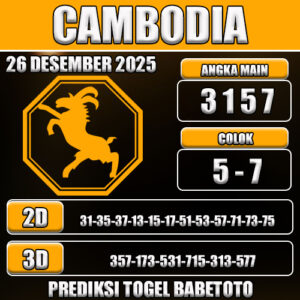 PREDIKSI TOGEL CAMBODIA 26 DESEMBER 2025