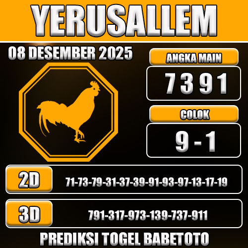 PREDIKSI TOGEL YERUSALLEM 08 DESEMBER 2025