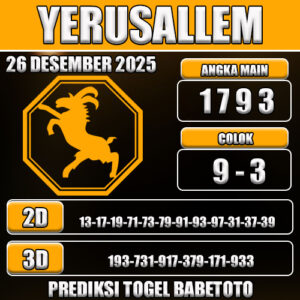 PREDIKSI TOGEL YERUSALLEM 26 DESEMBER 2025