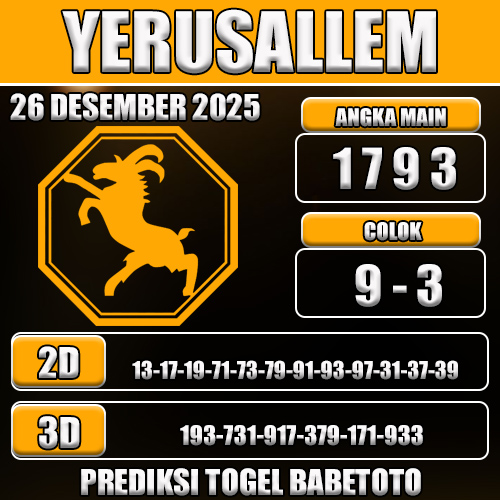 PREDIKSI TOGEL YERUSALLEM 26 DESEMBER 2025